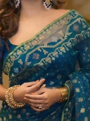 Off White Half Silk Jamdani Saree